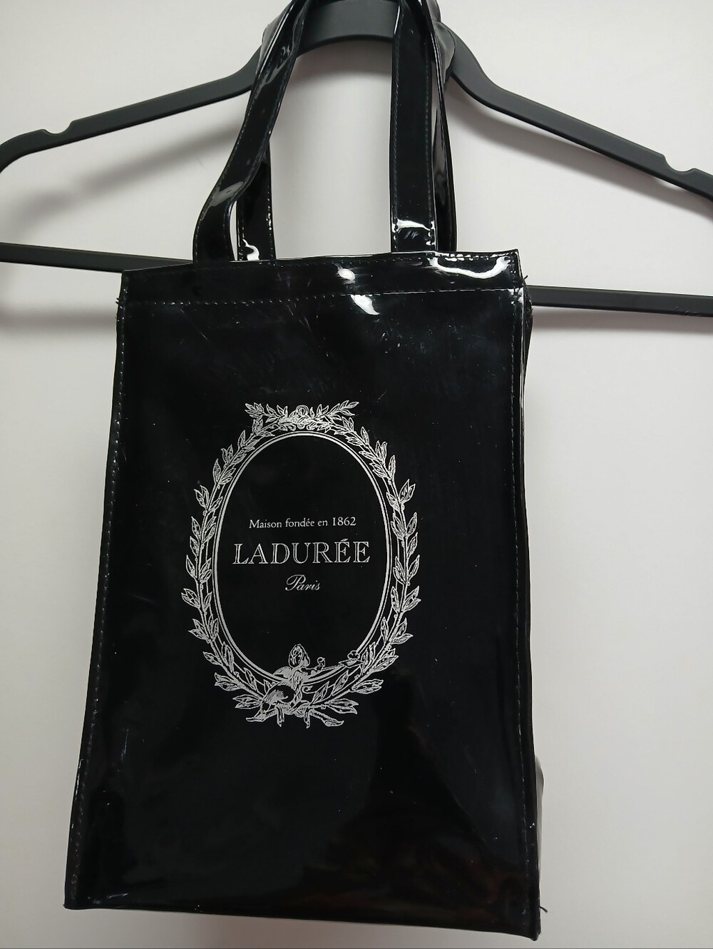 Rare LADUREE Shiny Black INSULATED, Rare Waterproof Tote Bag